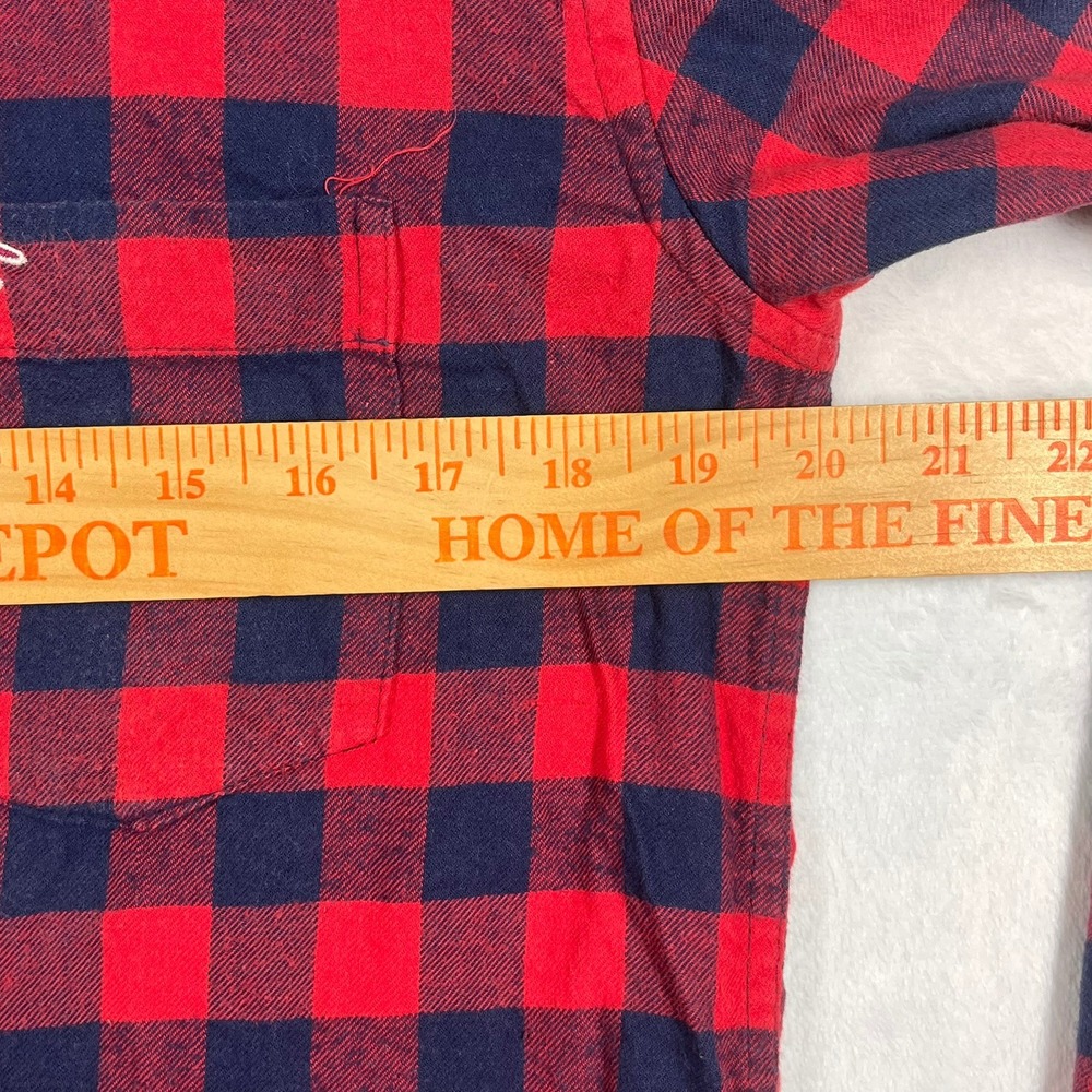 Hollister Flannel Shirt Mens Large Red Navy Buffalo Plaid Cotton Button Down - Picture 9 of 11